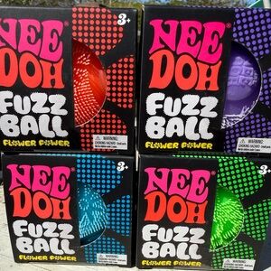 Nee Doh Fuzz Ball Set - Red, Purple, Blue, Green NEW